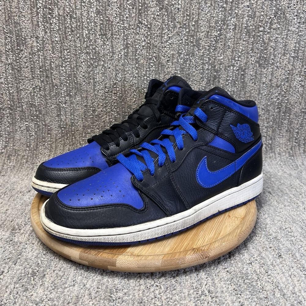 Jordan Air Jordan 1 Men Size 10.5 Mid Hyper Royal Black Blue Sneakers 554724-077